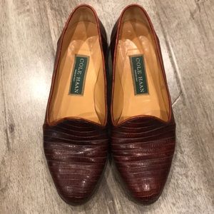 Cole Haan brown reptile skin flats size 7